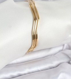 Resim BURCU MODA 316L Çelik Gold Renk 65 mm Ajda Zikzak Model 3lü Kadın Bileklik 