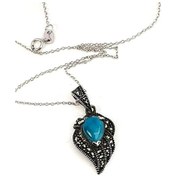 Resim Turkuaz Taşlı Markazit Taş Detaylı Gümüş Tasarım Kolye (490928139) 