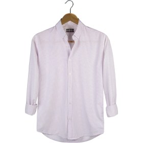Resim Erkek Lila Ince Dik Çizgili Uzun Kollu Slim Fit Gömlek Lila 