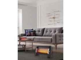 Resim END Elektrikli 3 Camlı Devrilme Emniyetli 1500W Quartz Ayak Isıtıcısı 