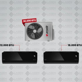 Resim Arçelik 1+2 Multi Sistem Klima / 30100 Md Pro Dış Ünite ( 18.000 Btu Siyah Iç Ünite + 12.000 Btu Siyah Iç Ünite ) 