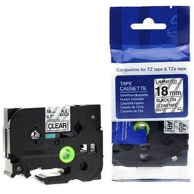 Resim Brother Tonersepeti Brother TZE-141 Şeffaf Üzerine Siyah Muadil Etiket Şeridi 