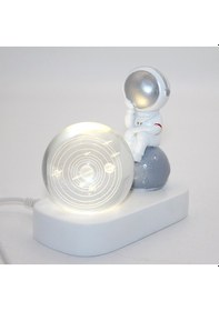 Resim Astronot Ledli Küre Açık Gri 