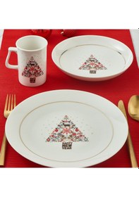 Resim Güral Yeni Yıl Camelia 3 Parça Tek Kişilik Bone Yemek Takımı - 6268 