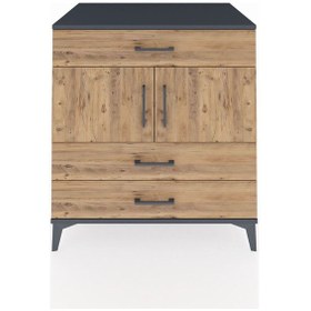 Resim Kronos Şifonyer 2 Raflı 3 Çekmeceli 2 Kapaklı 88x59x96 Antras... Antrasit 