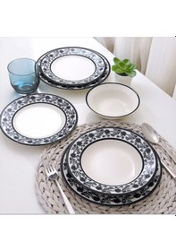 Resim Güral Porselen Yonca 24 Parça Yemek Takımı Koyu Siyah 8322 