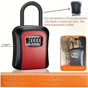 Resim Fochsia Red 4 Haneli Taşınabilir Anahtar Kasası - Dış Mekan İçin Dayanıklı Duvar Tipi Emniyet Kutusu, Realçılar Ve Yedek Anahtarlar İçin 