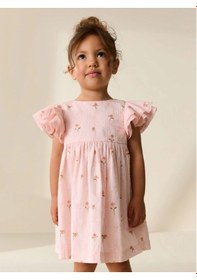 Resim Miniko Kids Kız Çocuk Kol Detaylı Yazlık Desenli Elbise Pembe 