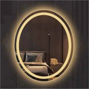 Resim Global Led Mirror 80X100 cm Kumlamalı Elips Ledli Ayna Banyo Aynası Dekoratif Ayna Boy Ayna Salon Duvar Ayna 
