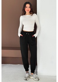 Resim Kadın Yüksek Bel Jogger Eşofman Altı Soft Motion SiYAH 