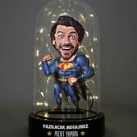 Resim Süper Kahraman Karikatürlü Işıklı Fanus Biblo 