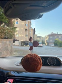 Resim S&E TASARIM Otomobil Dikiz Süsü Dikiz Aynası Süsü Çikolatalı Ponpon Çikolatalı Bisküviler Oto Kolye 