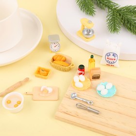 Resim Micro Gıda Seti, Bebek Evi Mikro Mutfak Aksesuarları, Un, Yumurta, Ekmek, Bebek Evi Dekoratif Yiyecekler, Mini Heykel Modeli, Bebek Evi Mikro Doğum Günü Ürünleri 