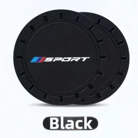 Resim Zhanglei001 Bmw Bardak Altlığı 2 Adet Siyah 7 Cm Dayanıklı Pvc Kaymaz Logo 