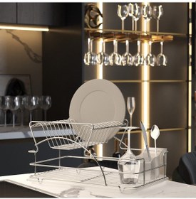 Resim Teknotel İki Katlı Tabaklık Bulaşıklık Krom Kb009 