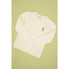Resim U.S. Polo Assn. Kız Çocuk Krem Düğmeli Bisiklet Yaka Triko Hırka 50316292-VR256 