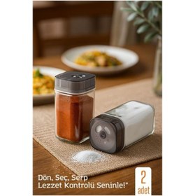 Resim ModaCar Cam Tuzluk Baharatlık – 360° Döner Kapaklı | 3 Delik Tipiyle Ayarlanabilir Akış 2 ADET 