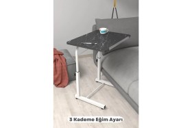 Resim Depolife Eğim Yükseklik Ayarlı Laptop Sehpası Kahvaltı Ders Çalışma Bilgisayar Ofis Yemek Masası Metal Ayak 