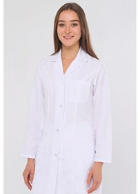 Resim Uniprom Kadın İş Önlüğü Doktor Öğretmen Laborant Öğrenci Eczacı Beyaz 