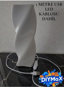 Resim Swirled Led Gece Lambası Modern Spiral Tasarım Dekoratif Gri - Gümüş 