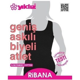 Resim Yıldız 2038 Battal Siyah Geniş Askılı Biyeli Ribana Kadın Atlet 