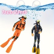 Resim 1Set/2Sets, Gerçekçi Reçine Dalış Akvaryum Dekorasyonu - Ayarlanabilir Yüzenlik ile Canlı Su Sahne, Tüm Balık Tankları için Mükemmel, Eğlenceli ve Etkileşimli Balık Tankı Dekorasyonları, Akvaryum Aksesuarları. 3.3 cm * 12.19 cm; 2.79cm 