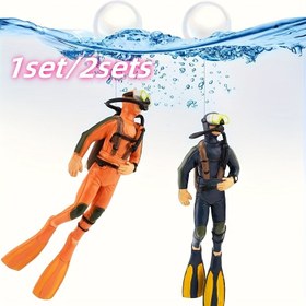 Resim 1Set/2Sets, Gerçekçi Reçine Dalış Akvaryum Dekorasyonu - Ayarlanabilir Yüzenlik ile Canlı Su Sahne, Tüm Balık Tankları için Mükemmel, Eğlenceli ve Etkileşimli Balık Tankı Dekorasyonları, Akvaryum Aksesuarları. 3.3 cm * 12.19 cm; 2.79cm 