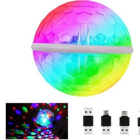 Resim Padalink Ses Kontrollü Usb Parti Işığı, 360 Derece Aydınlatma, Android/apple/type-c Adaptörlü, Taşınabilir Disko Ve Araç Işığı Siyah 