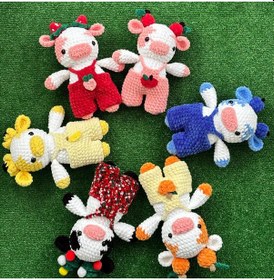 Resim İnek Organik Amigurumi Örgü Oyuncak Pembe 