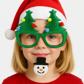 Resim Yılbaşına Özel Lüks Gözlük Kadife Ağaçlı Model Çam Ağacı Yumuşak Hafif Yılbaşı Gözlügü 