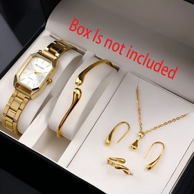 Resim 6 adet Lüks Moda Kadın Kuvars Saat Seti, Şık Alaşım Bant ve Kare Kılıf ile, Parlak Takı Kombini - Dayanıklı, Doğru ve Günlük Kullanım için Mükemmel - Anneler Günü, Sevgililer Günü, Ramazan, Doğum Günleri, Yeni Yıl, Paskalya ve Noel için İdeal Hediye, Moda Hediye Seti | Zarif Saat Seti | Kuvars Hareketli Saat, Kuvars Saat Seti 
