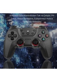 Resim Joystick Gamepad Çiftli Tv Pc Uyumlu Oyun Konsolu 2.4g Gamepad Double Joystick Doungle 