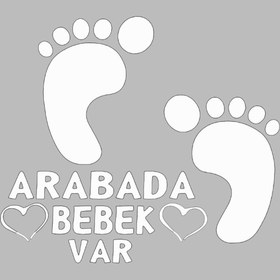 Resim Bak Karıştır Arabada Bebek Var Sticker 16x14 Cm Beyaz Renk 