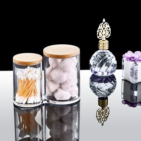 Resim Box Up Ahşap Kapaklı 2'li Pamuk Kutusu 