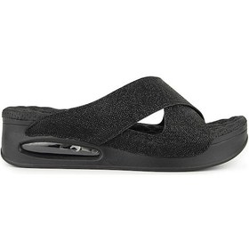 Resim Muya Fly Anatomik Airmax Memory Foam Kadın Terlik Desenli Siyah Siyah 
