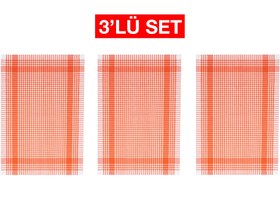 Resim TUABLE PÖTİ KARELİ ÜÇLÜ KURULAMA BEZİ TURUNCU 45X70CM 