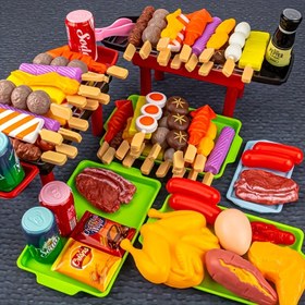 Resim Barbekü Pişirme Oyuncakları, Barbekü Mutfak Pişirme Oyuncakları, Erkek ve Kız Çocuklar İçin Mutfak Oyuncakları Seti, Gençler İçin Etkileşimli Barbekü Oyuncak Seti 