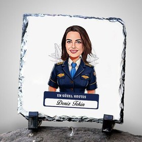 Resim Karikatürlü En Güzel Hostes Dekoratif Taş 