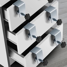 Resim Paslanmaz Çelik Çekmece Ön Montaj Klipsleri - Dayanıklı, Matkap Gerektirmeyen Dolap Donanımı Kurulum Aracı Ev DIY Projeleri İçin, Geliştirilmiş Tutuş & Kararlılık, Kaymaz Mat Dahil 