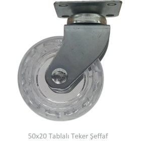 Resim Ofis Koltuk Dolap Etajer 360 Derece Döner 50 x 20 Tablalı Teker Şeffaf 50 mm (10 Adet) 
