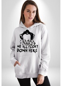 Resim Korkunç Palyaço Korku Film Kadın Erkek Beyaz Kapüşonlu Sweatshirt Hoodie Beyaz 