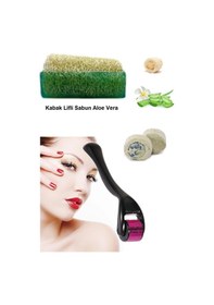 Resim 3'lü Kabak Lifli Aloe Vera Peeling Cilt Bakım Yenileme Titanyum Dermaroller Leke,akne Ruşur Taşı 