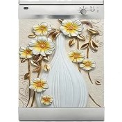 Resim Makinesi Sticker Kaplama Beyaz Eşya Kaplama Altın Çiçekler Vazo 