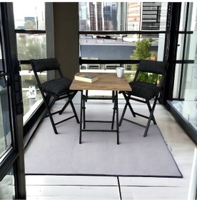 Resim Modern Style Home Balkon Bahçe Mutfak 3'lü Bistro Set Katlanır 2 Sandalye 1 Masa Antrasit 