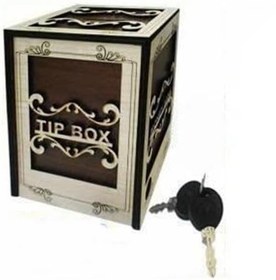 Resim Tip Box,Tip Kutusu,Kilitli Bahşiş Kutusu İnce İşçilikle Süsleme Çift Anahtarlı Ahşap Kumbara 