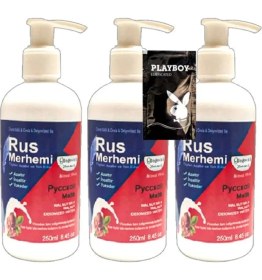 Resim Süper Playboy 3 Tane 250 ml Ceviz Sütlü & Cevizli Rus Merhemi Tüy Dökücü Krem + 1 Armağan Jel 