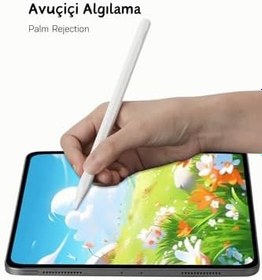 Resim iPad Air 13 M2 2024 Uyumlu Yapışarak Manyetik Şarj Olabilen Avuçiçi ve Eğim Özellikli Tablet Kalemi 