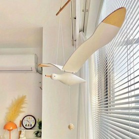 Resim 1 adet El Yapımı Ahşap Martı Mobil - Çağdaş Asılı Süs, Elektrik Gerektirmez, Ev, Otel Tavanı, Pencereleri, Balkon Dekoru, DIY Proje için İdeal 