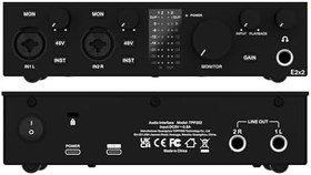 Resim Topping Professional E2x2 | Black Yüksek Kalite USB-C Ses Kartı: 2-Giriş/2-Çıkış 24Bit/192kHz, 8...600ohm arası kulaklıklara kadar kullanılabilir. (PC/MAC) 