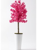Resim Yapay Ağaç Pembe Bahar Dalı 180 Cm Beyaz Konik Saksı 